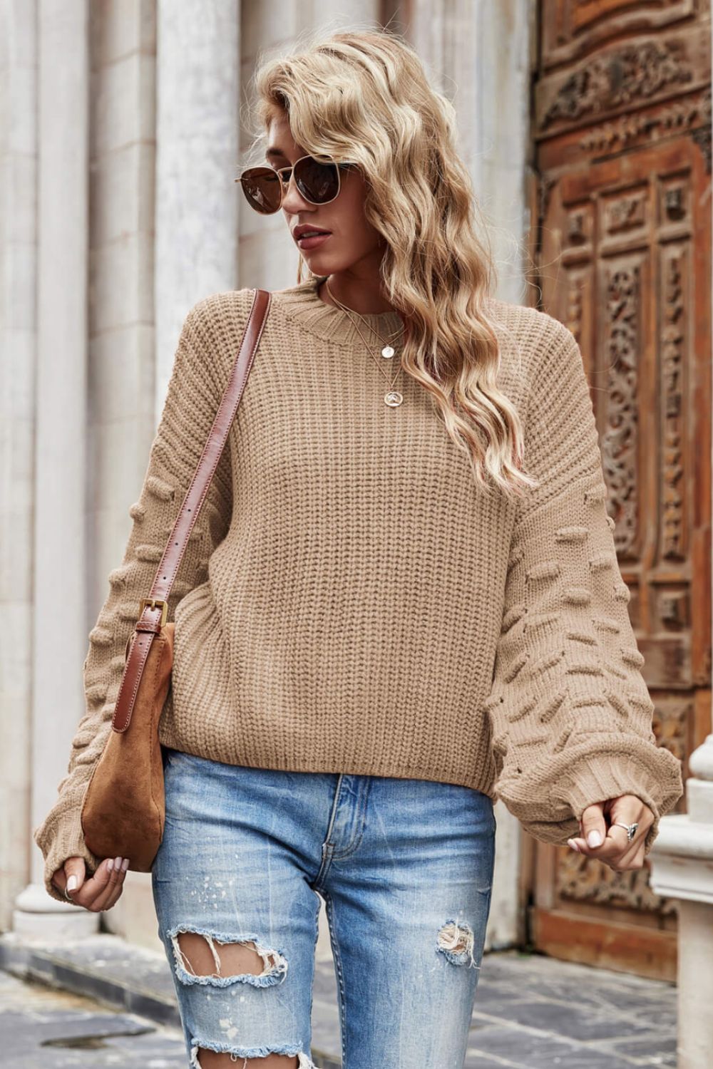 Weekend Style Rib Knit Dropped Shoulder Sweater Brielle Boutique