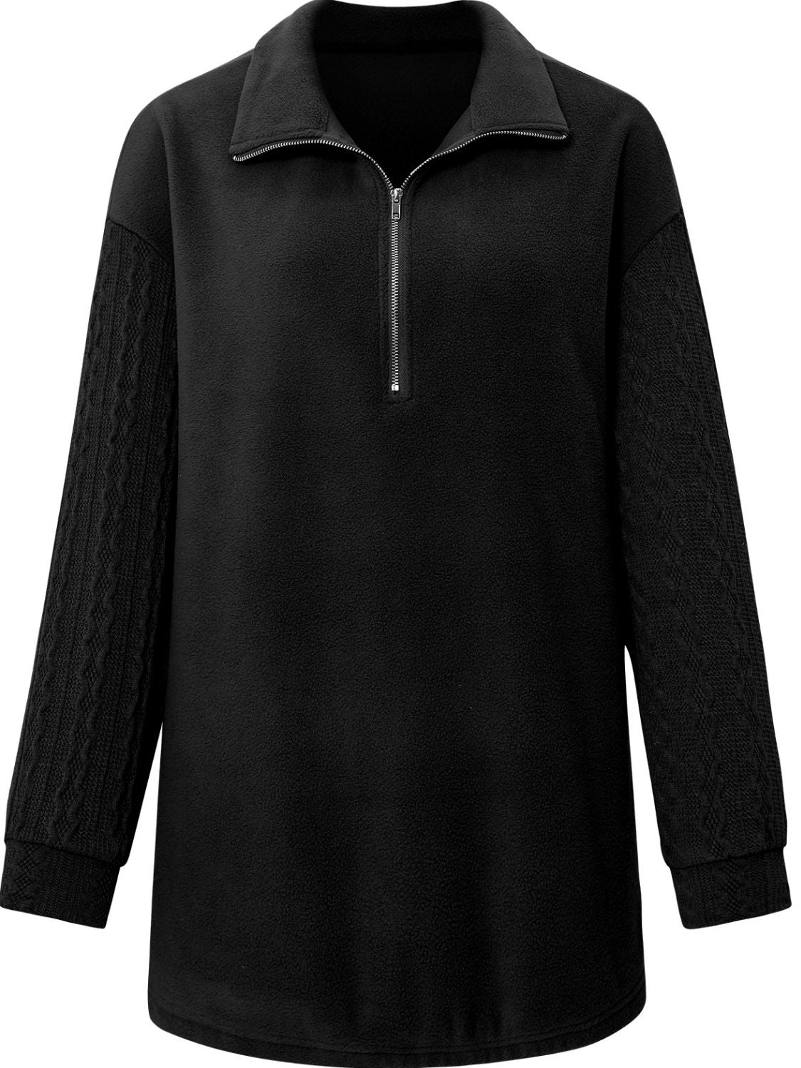 Quarter Zip Dropped Shoulder Spliced Sweatshirt