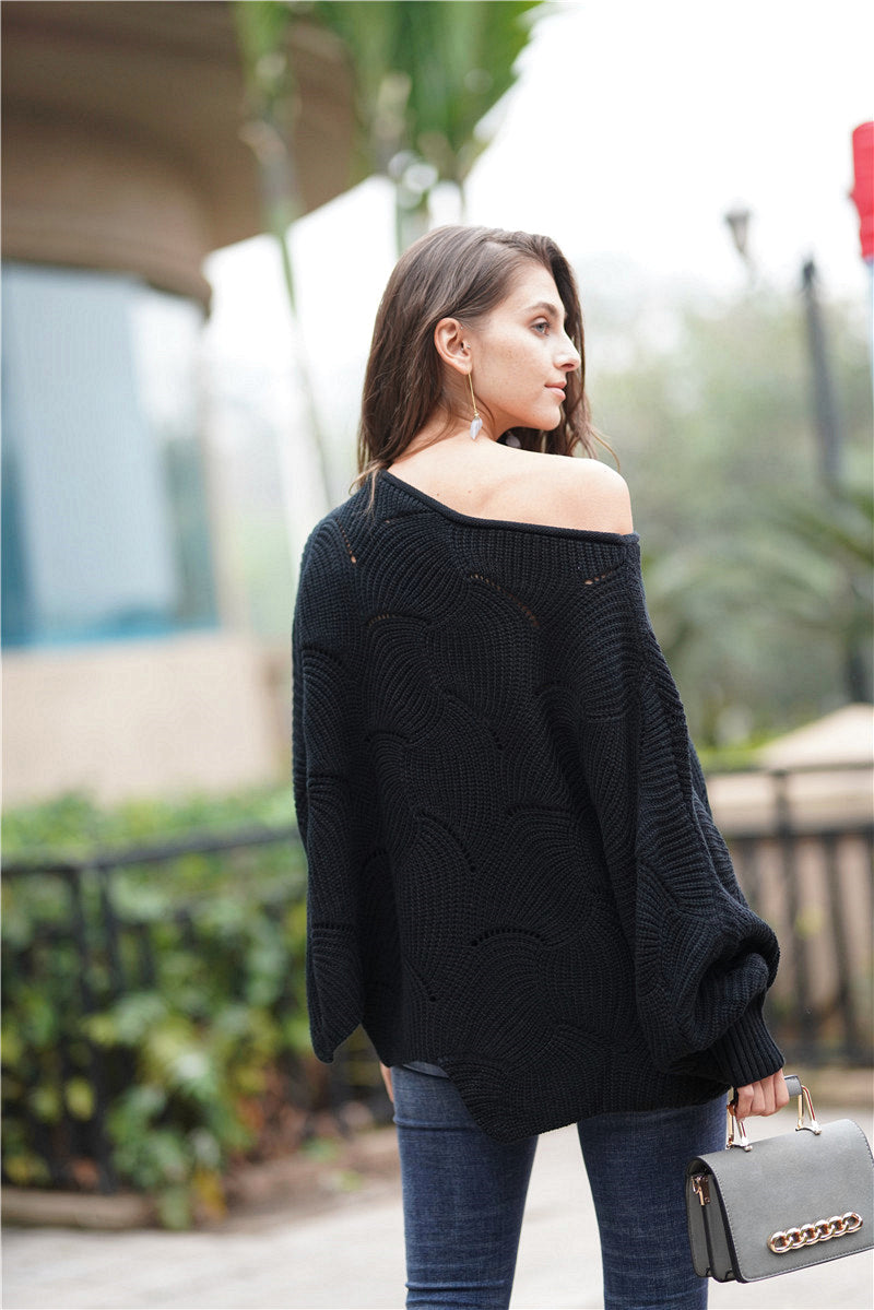 Off the shoulder boat neck outlet sweater