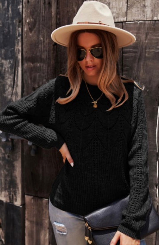 Mixed Knit Design Sweater