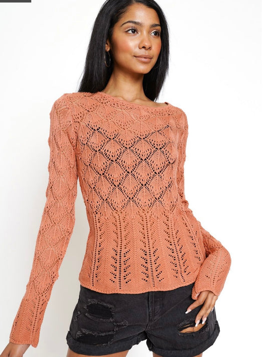 Coral Mix Weaved Sweater