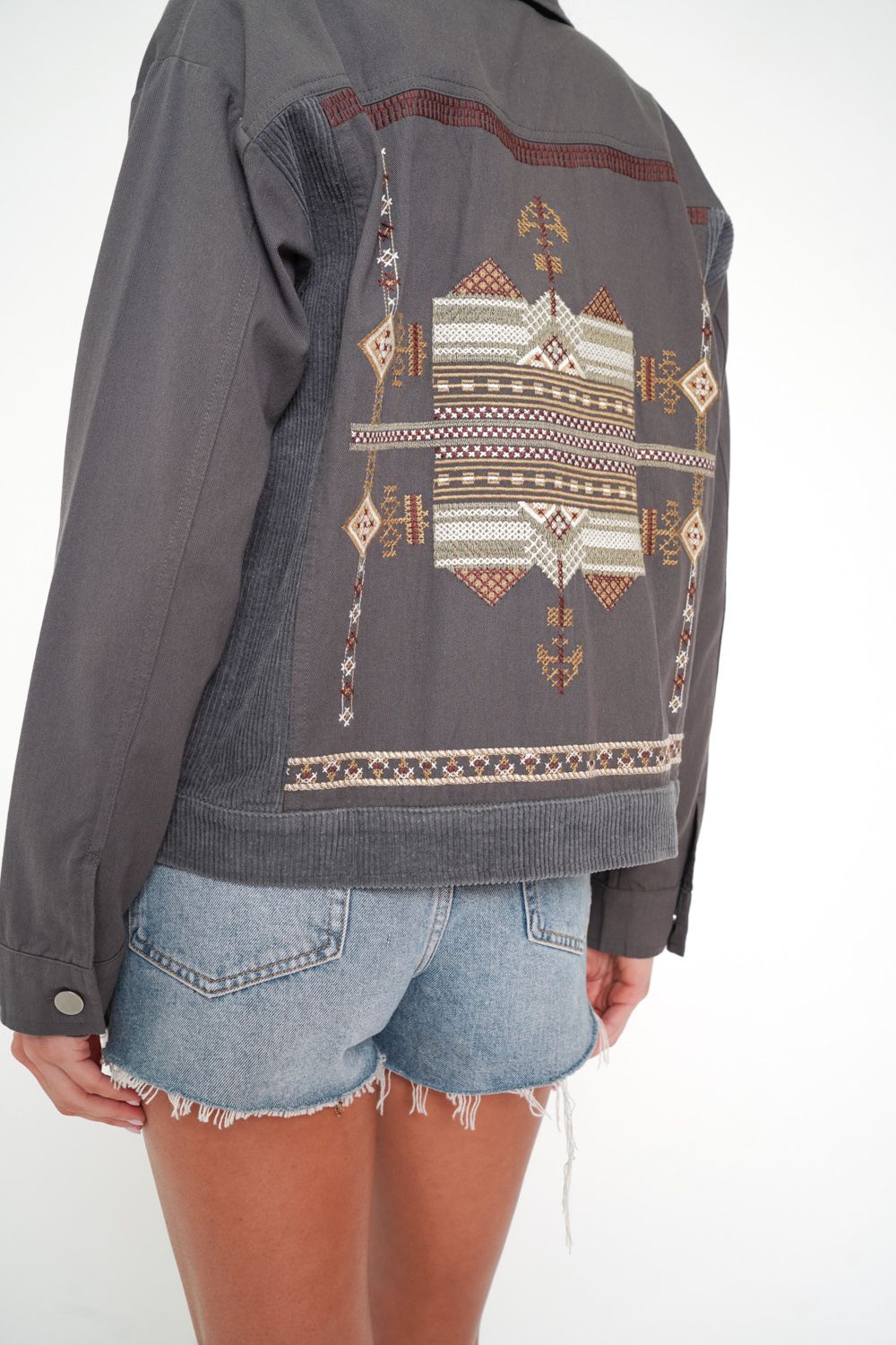 Charcoal Embroidery Jacket