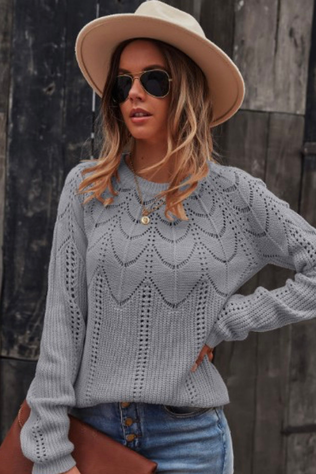 Mixed Knit Design Sweater