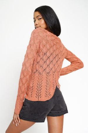 Coral Mix Weaved Sweater