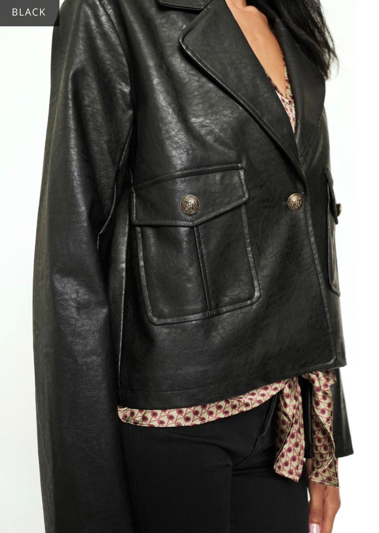 Faux Leather Short Jacket